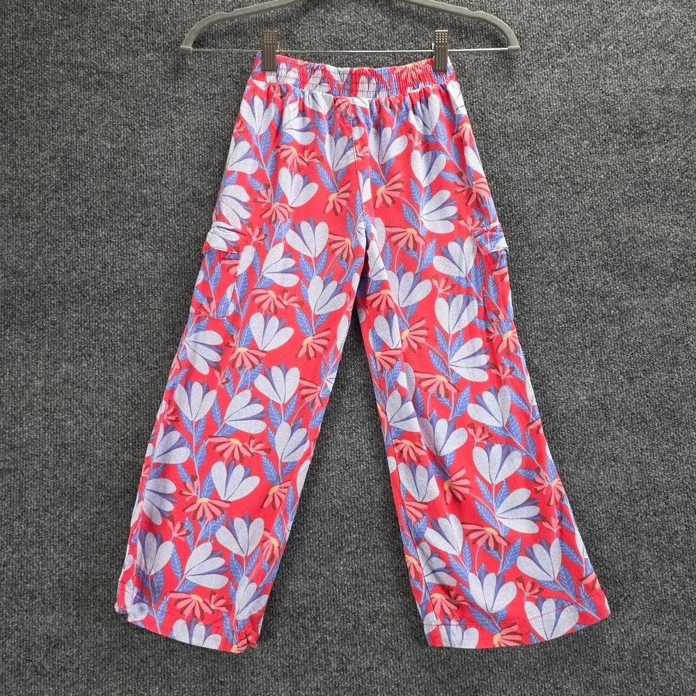 Vince Camuto Kids Floral Cargo Pants Red Blue Pink Rayon Wide Leg Size‎ 8